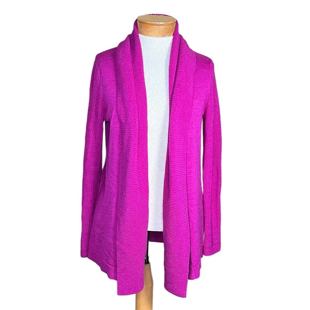 Lauren Ralph Lauren 100% Merino Wool Open Front Cardigan With Shawl Collar Small